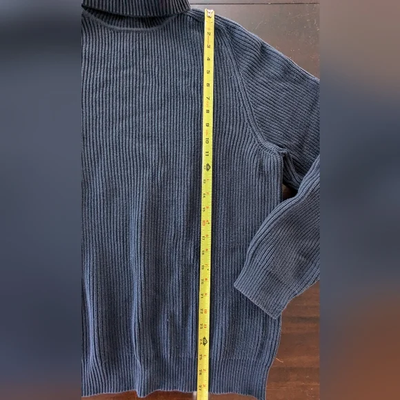 Men's Vintage Navy Cotton Turtleneck Size L - Picture 9 of 12